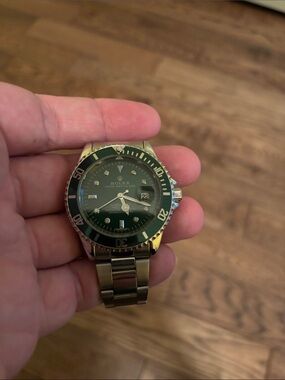 Watch, green dial and Bezel Stainless Steel Watch